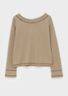 Brint Lettering Off-Shoulder Long Sleeve T-shirt