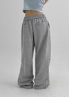 (UNISEX) Missme String Banding Wide Pants