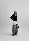 (UNISEX) Montton Stripe Wide Denim Balloon Pants