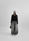 (UNISEX) Montton Stripe Wide Denim Balloon Pants