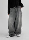 (UNISEX) Montton Stripe Wide Denim Balloon Pants