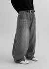 (UNISEX) Montton Stripe Wide Denim Balloon Pants