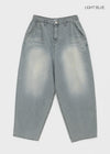 (UNISEX) Montton Stripe Wide Denim Balloon Pants