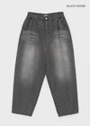 (UNISEX) Montton Stripe Wide Denim Balloon Pants