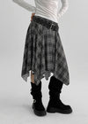 Homefing Check Unbalance Banding Midi Skirt