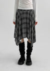 Homefing Check Unbalance Banding Midi Skirt