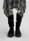 Beeoping Buckle Suede Long Boots