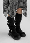 Beeoping Buckle Suede Long Boots