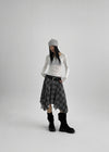 Homefing Check Unbalance Banding Midi Skirt
