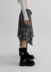 Beeoping Buckle Suede Long Boots