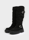 Beeoping Buckle Suede Long Boots