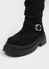 Beeoping Buckle Suede Long Boots