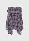 Homefing Check Unbalance Banding Midi Skirt
