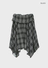 Homefing Check Unbalance Banding Midi Skirt