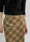 Newating Check Midi Skirt (Belt Set)
