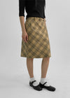 Newating Check Midi Skirt (Belt Set)