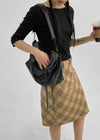 Newating Check Midi Skirt (Belt Set)