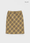 Newating Check Midi Skirt (Belt Set)