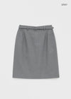Newating Check Midi Skirt (Belt Set)