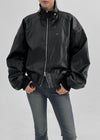 Dupen Eyelet High-Neck Leather Jacket