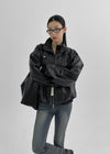Dupen Eyelet High-Neck Leather Jacket