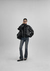 Dupen Eyelet High-Neck Leather Jacket