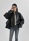 Dupen Eyelet High-Neck Leather Jacket