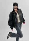 Dupen Eyelet High-Neck Leather Jacket
