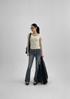 Dupen Eyelet High-Neck Leather Jacket