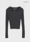 [MADE] Sienne V-neck Hooded Knit Zip-Up