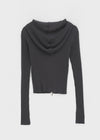 [MADE] Sienne V-neck Hooded Knit Zip-Up
