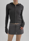 [MADE] Sienne V-neck Hooded Knit Zip-Up
