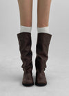 Tycoon Buckle Warmer Leather Long Boots