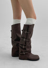 Tycoon Buckle Warmer Leather Long Boots