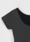 [MADE] Stripe Backless Short Sleeve T-shirt (Cap built-in)