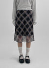 Wigento Check Chiffon Midi Skirt