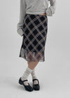 Wigento Check Chiffon Midi Skirt