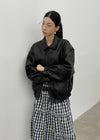 Carloan Loose Fit Leather Jumper