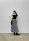 [MADE] Puona Checkered Flared Long Skirt