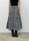 [MADE] Puona Checkered Flared Long Skirt