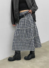 [MADE] Puona Checkered Flared Long Skirt