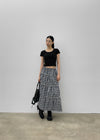 [MADE] Puona Checkered Flared Long Skirt