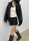 Carloan Loose Fit Leather Jumper