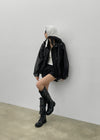 Carloan Loose Fit Leather Jumper