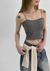 Judeal Crop Strap Sleeveless (Built-in Cap)