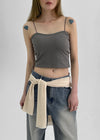 Judeal Crop Strap Sleeveless (Built-in Cap)