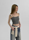 Judeal Crop Strap Sleeveless (Built-in Cap)