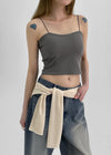Judeal Crop Strap Sleeveless (Built-in Cap)