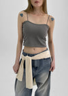 Judeal Crop Strap Sleeveless (Built-in Cap)
