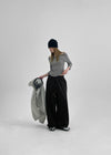 Trac Stripe Off Shoulder 3/4 Sleeve T-shirt